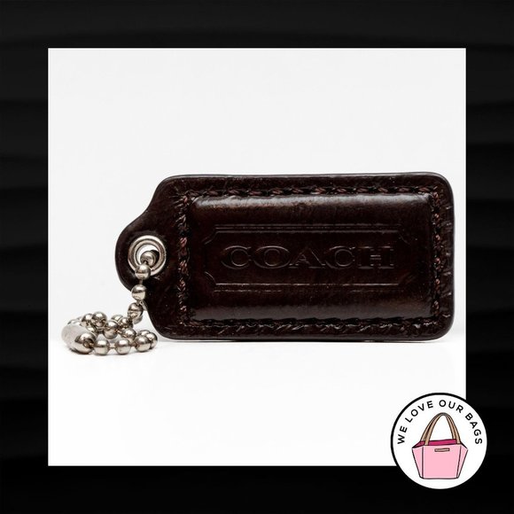 2" COACH BROWN PATENT LEATHER KEY FOB HANGTAG - Picture 1 of 1